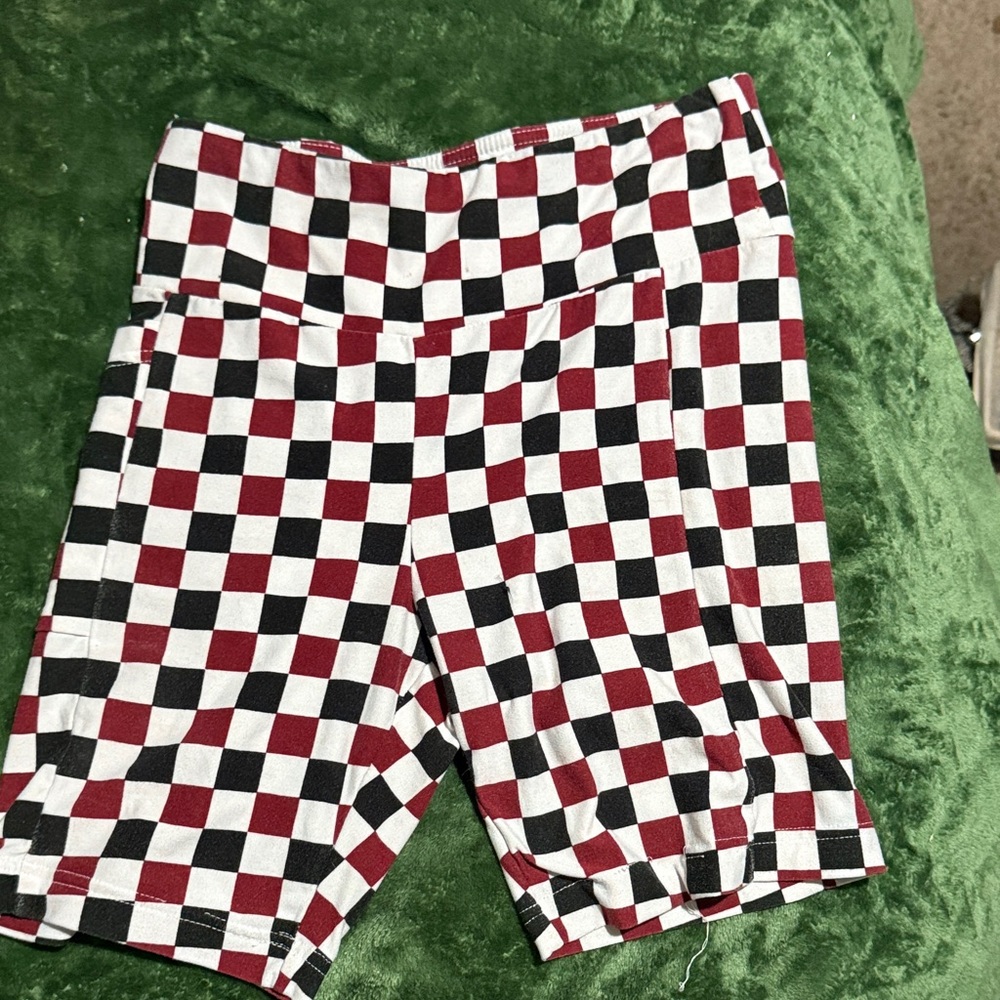 No Boundaries Red and Black Checkered Bike Shorts